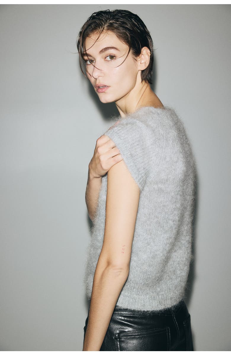 H&M Mohair-blend Top, Alternate, color, Light Gray Melange