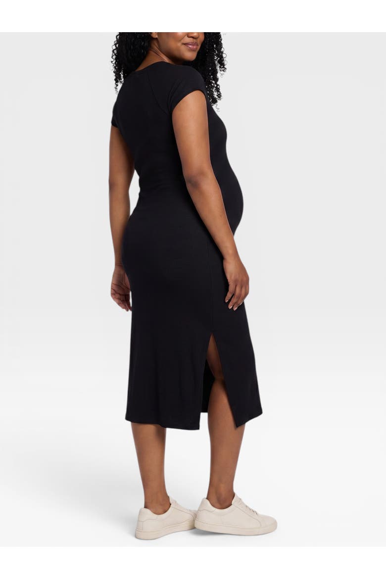Rib Knit Short Sleeve Raglan Midi Dress, Alternate, color, Black