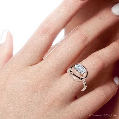 Bliss Diamond 1ct Emerald Cut Solitaire Candy Button Diamond Ring 14k Gold Or Pt Lab Grown In Gold