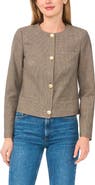 Halogen® Houndstooth Collarless Crop Blazer