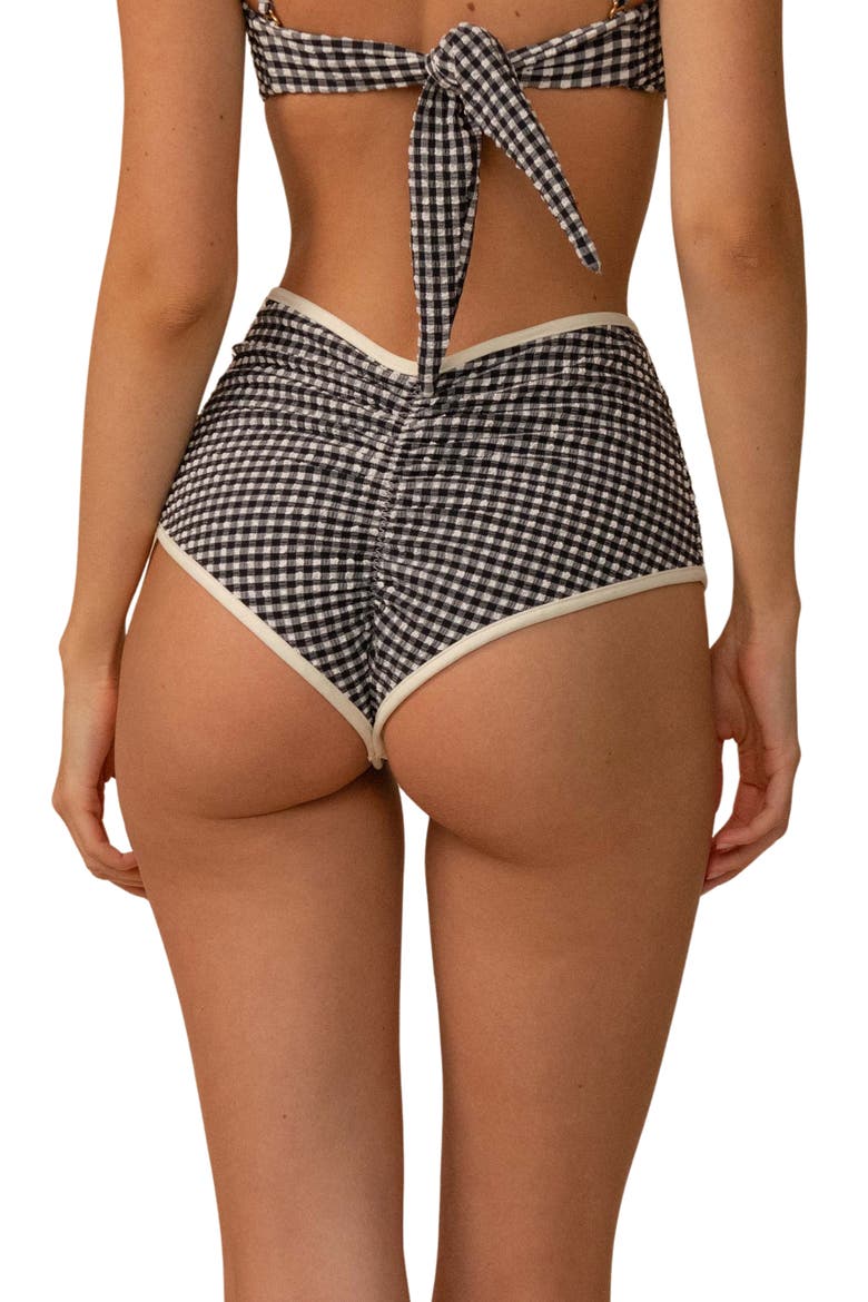 Gingham High Waist Bikini Bottoms, Alternate, color, BLACK/ WHITE GINGHAM