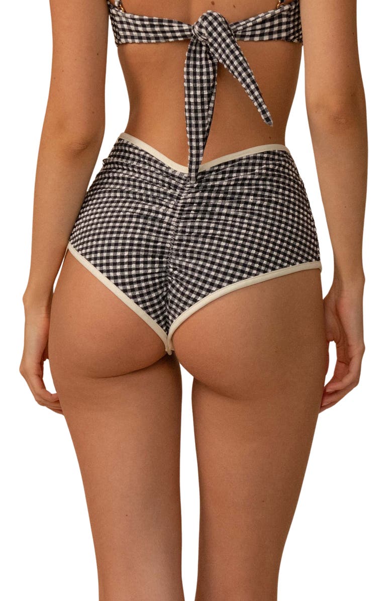 MONTCE Gingham High Waist Bikini Bottoms, Alternate, color, Black/ White Gingham