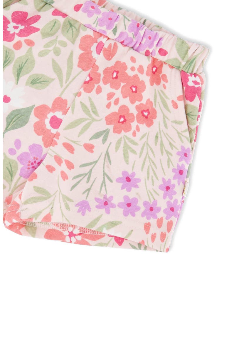 Straight Cut French Terry Flowers Shorts, Alternate, color, Pink Printed Flowers