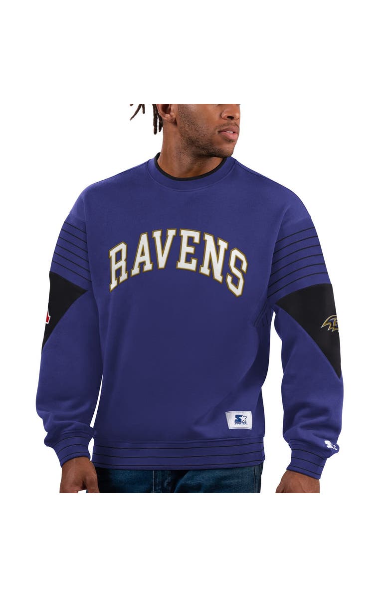 STARTER Men's Starter Purple Baltimore Ravens Face-Off Pullover Sweatshirt, Alternate, color, 