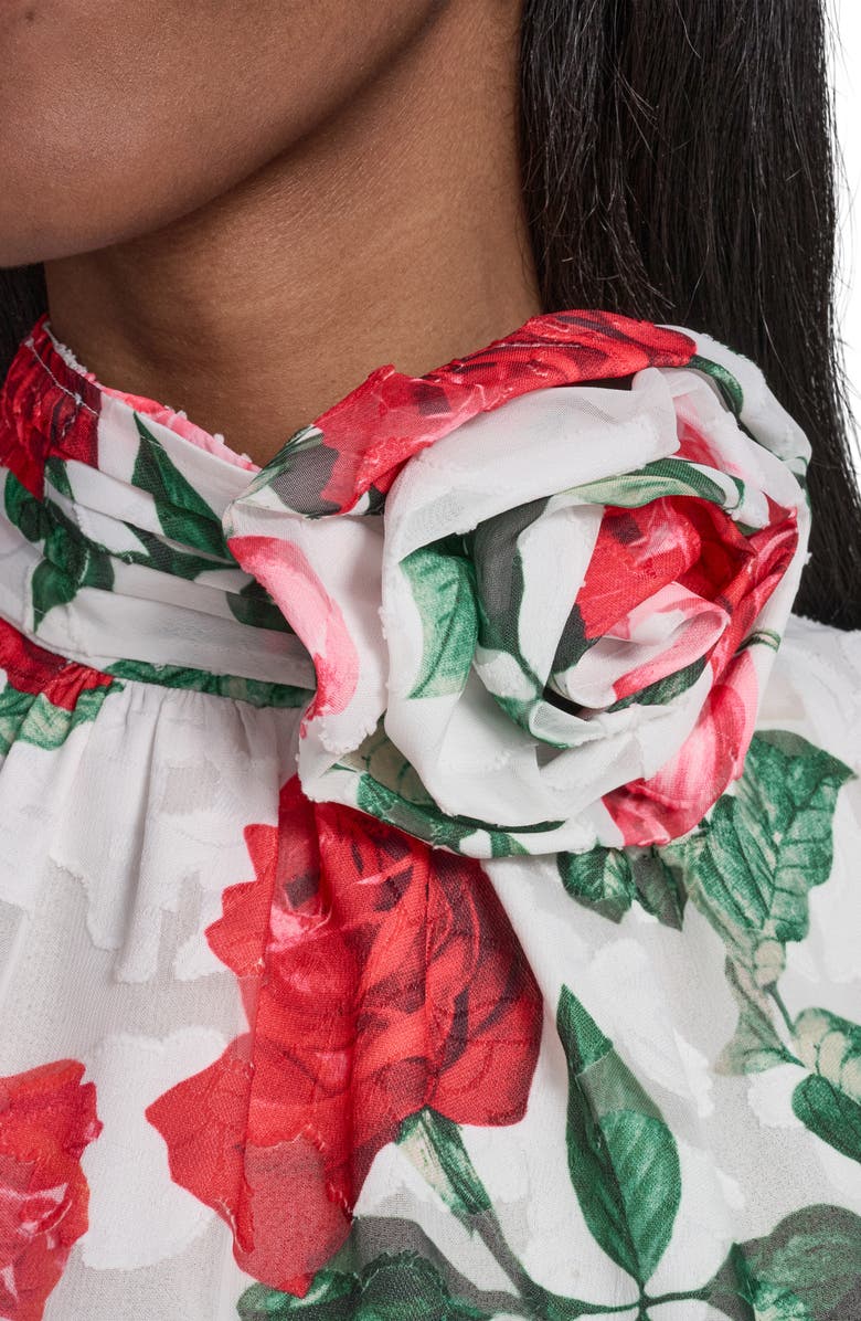 KARL LAGERFELD PARIS Rosette Detail Floral Tank, Alternate, color, 