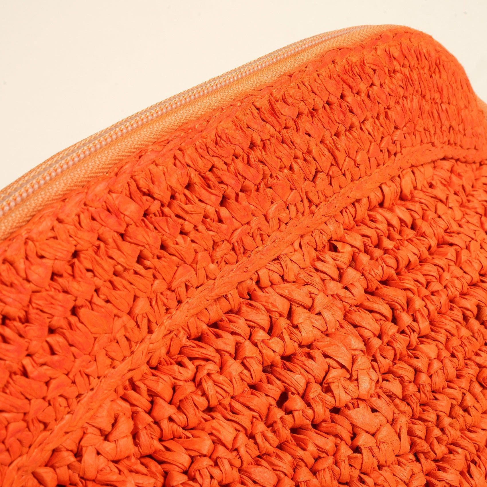 Zsa Zsa Zsu Delhi 100% Raffia Clutch Bag 13 x7 In, Alternate, color, Orange
