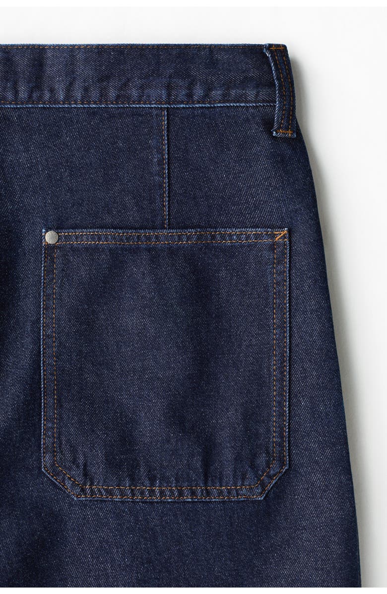 H&M Baggy Pleated Denim Shorts, Alternate, color, Dark Denim Blue