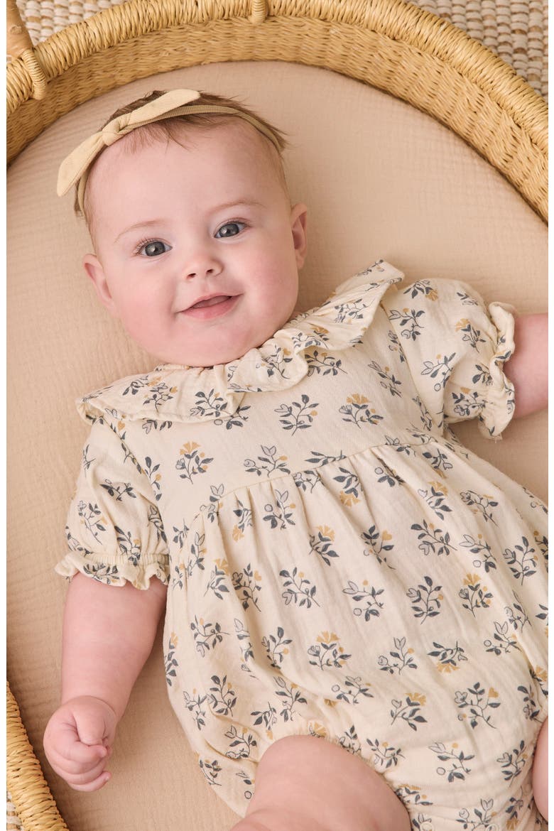 Kids' French Floral Collared Romper, Alternate, color, NATURAL