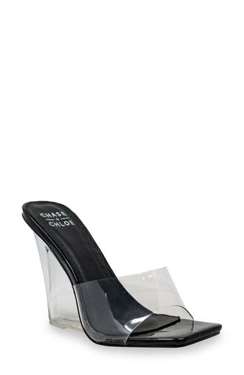 Chase & Chloe Chase And Chloe Lucite Wedge Heel Sandal