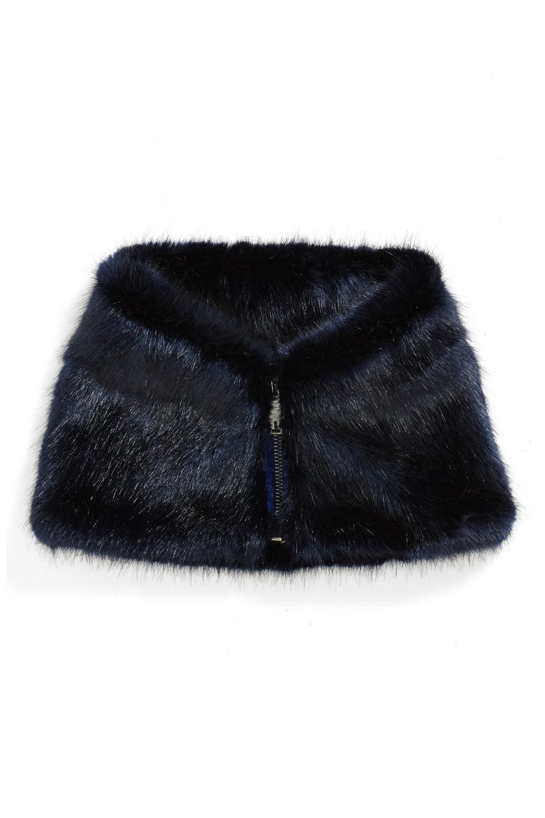 Faux Fur Collar, Alternate, color, NAVY