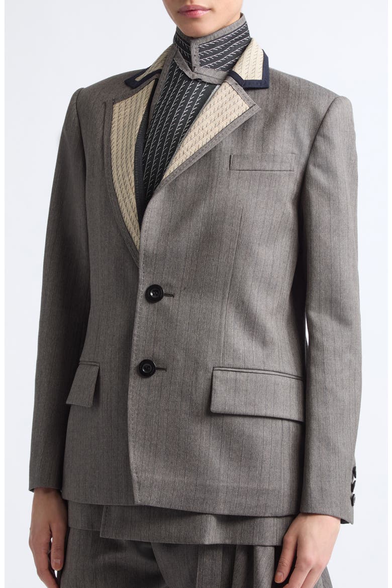 Layered Deconstructed Herringbone Jacket, Alternate, color, BROWN