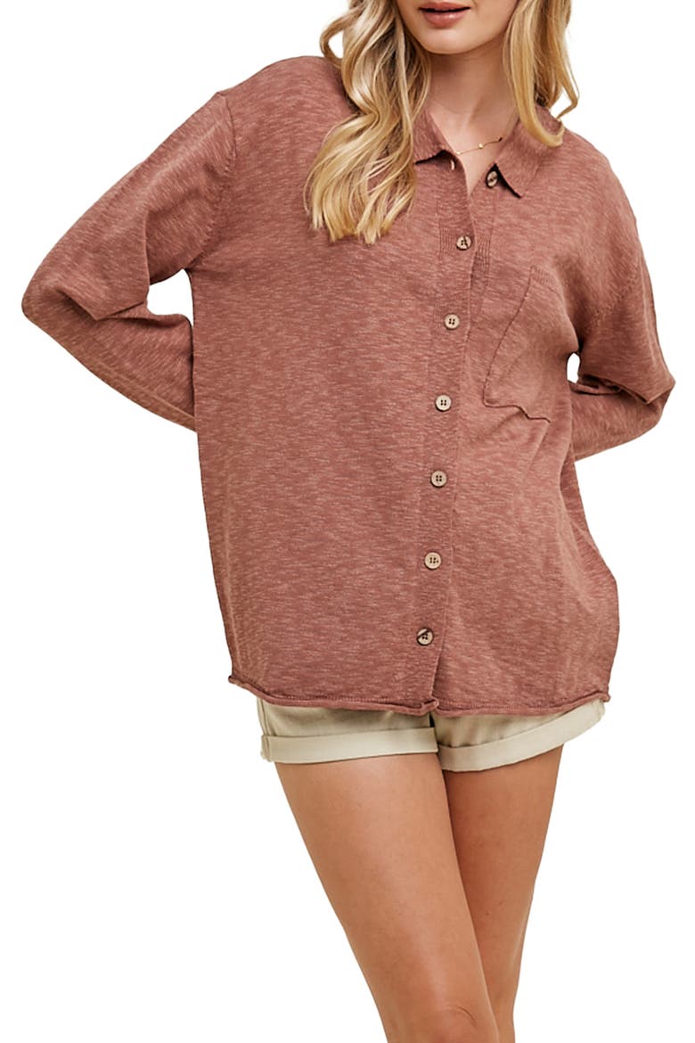 Knit Shacket, Main, color, CLAY