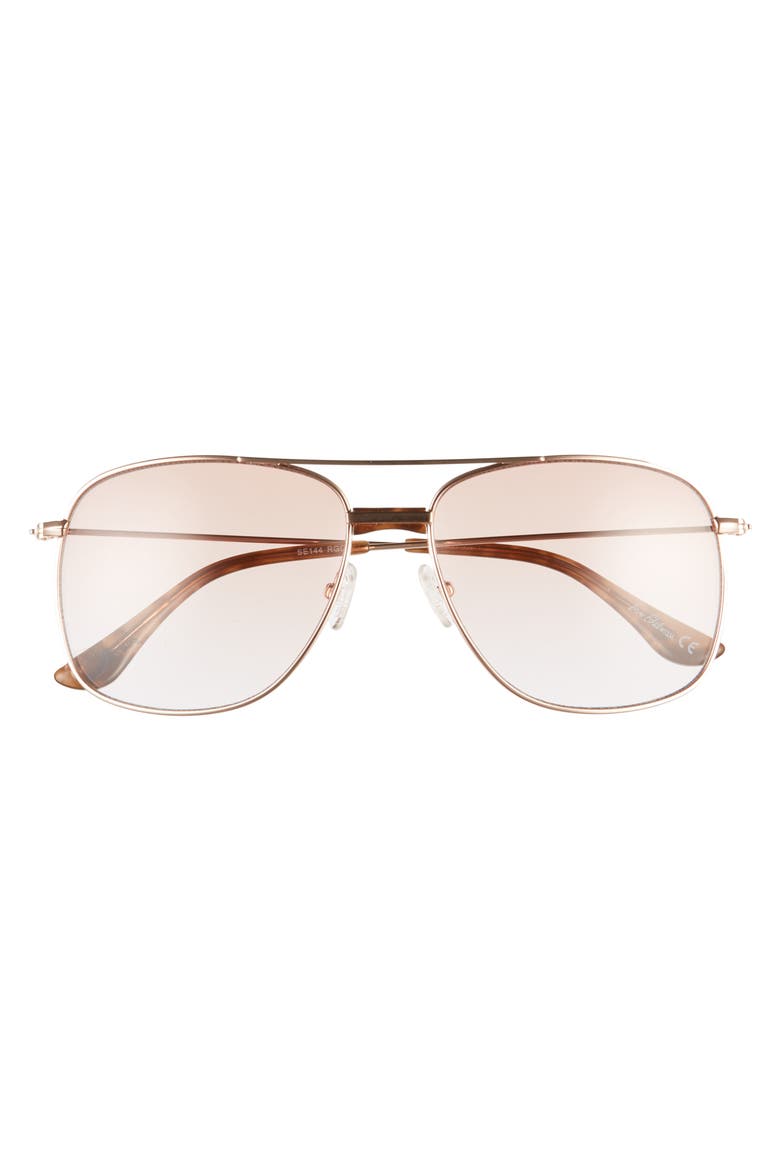 56mm Navigator Aviator Sunglasses, Alternate, color, ROSE GOLD