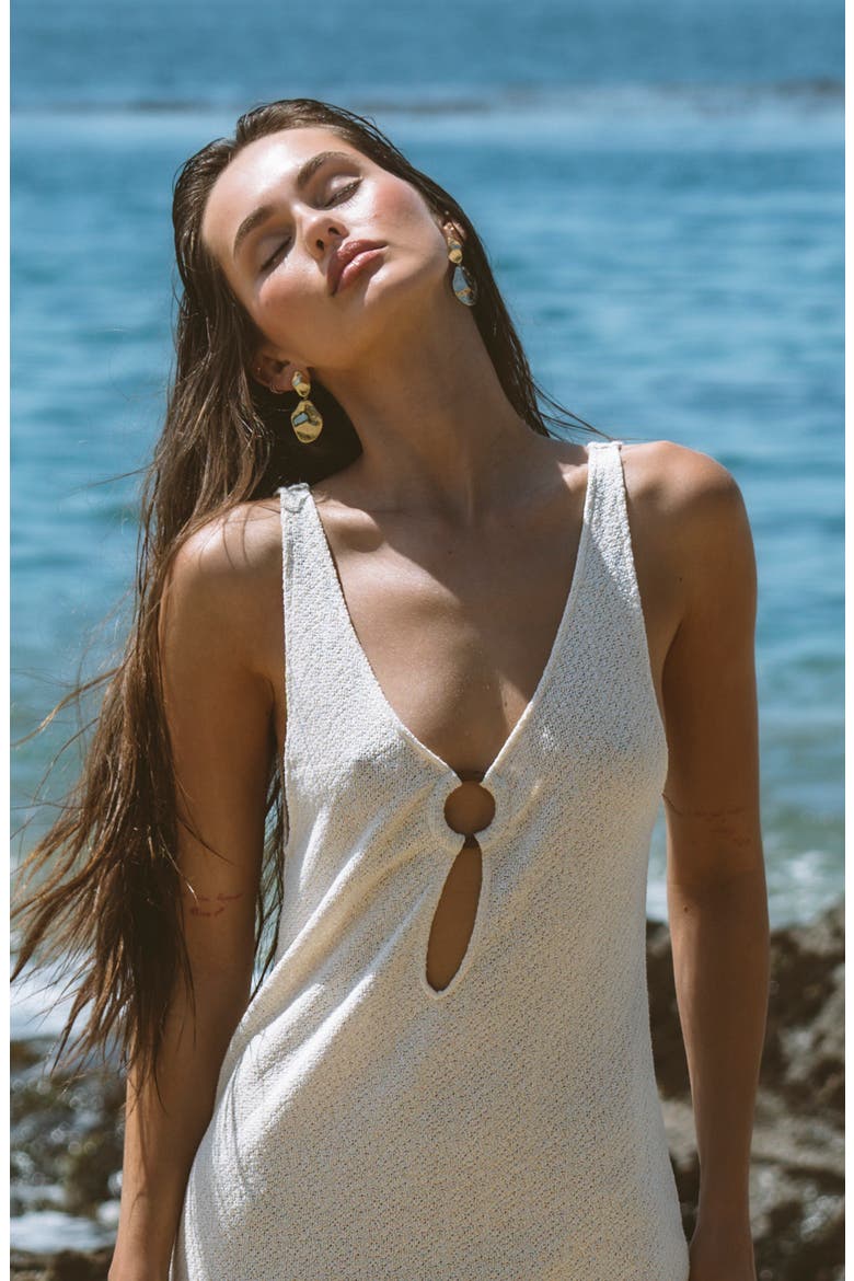 Reef O-Ring Sheer Cover-Up Dress, Alternate, color, IVORY