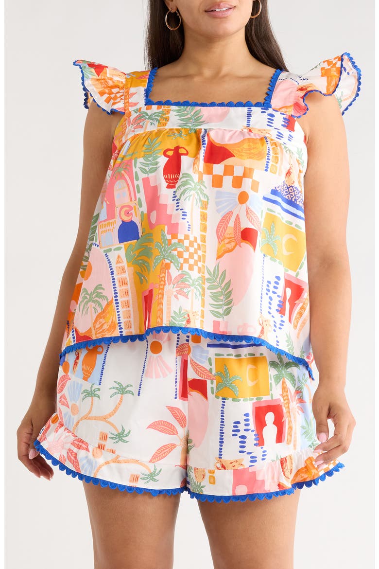 Petroliah Ruffle Top, Main, color, ORG-PNK-WHT