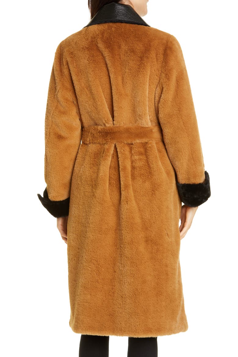 Pamella Velvety Faux Fur Coat, Alternate, color, LIGHTBROWN