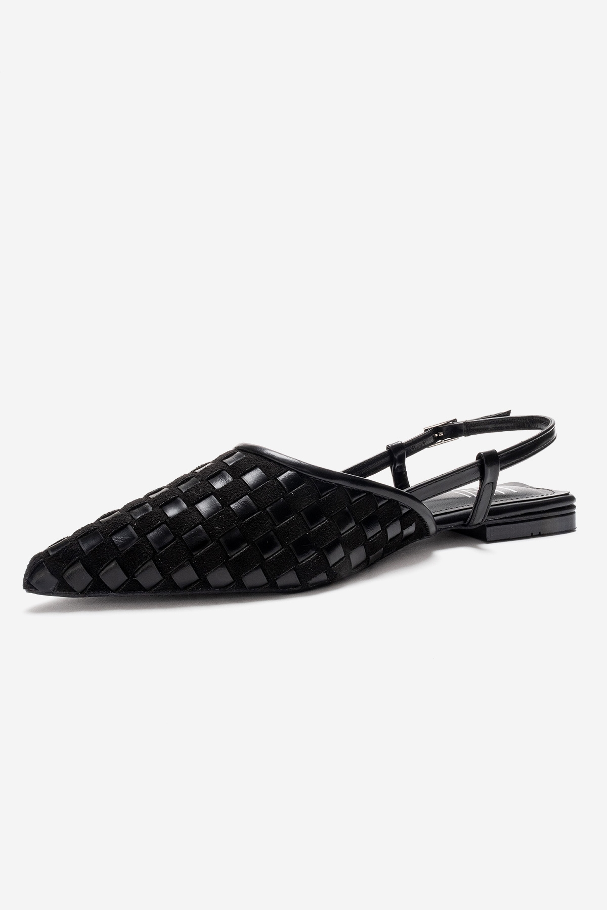 Prologue Shoes Chanda Pointed Toe Woven Sandal, Alternate, color, Black