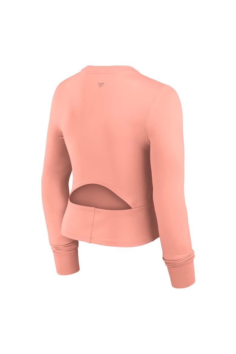 Women's Fanatics Coral Kansas City Chiefs Studio Fitted Long Sleeve Gym Top, Alternate, color, Coral