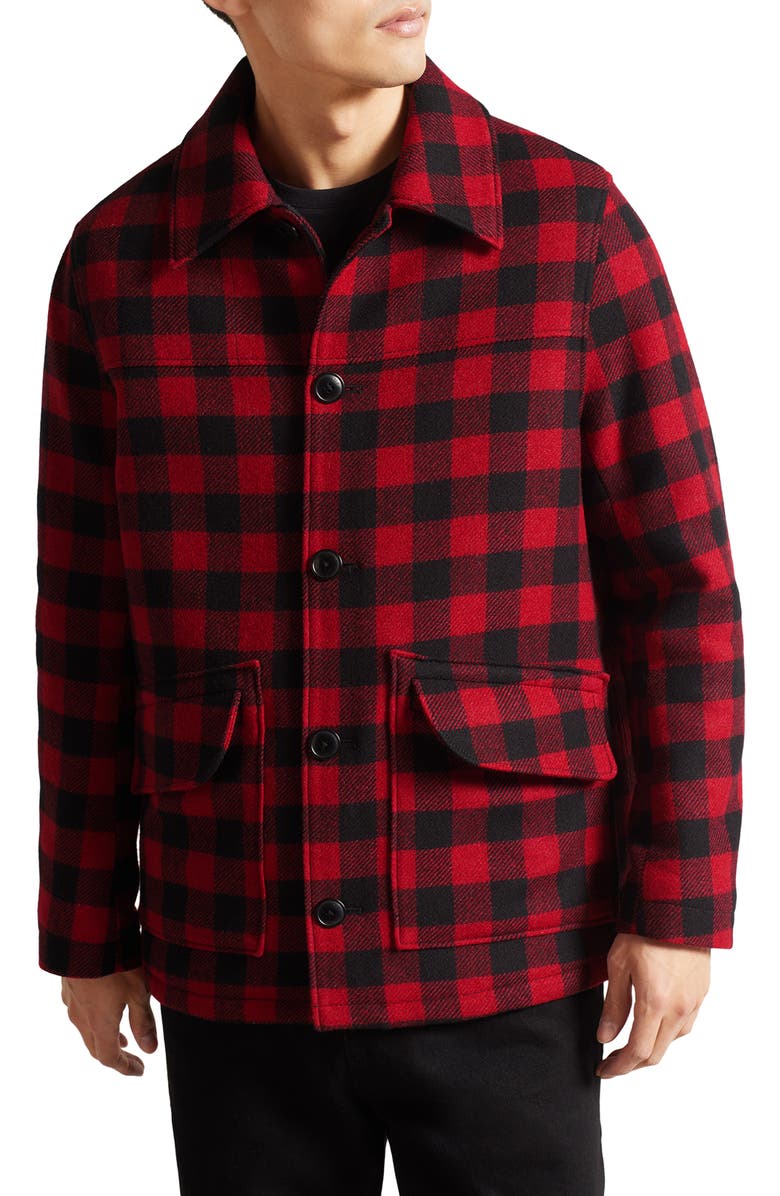 Ted Baker London Nutley Buffalo Plaid Wool Blend Overshirt, Main, color, 
