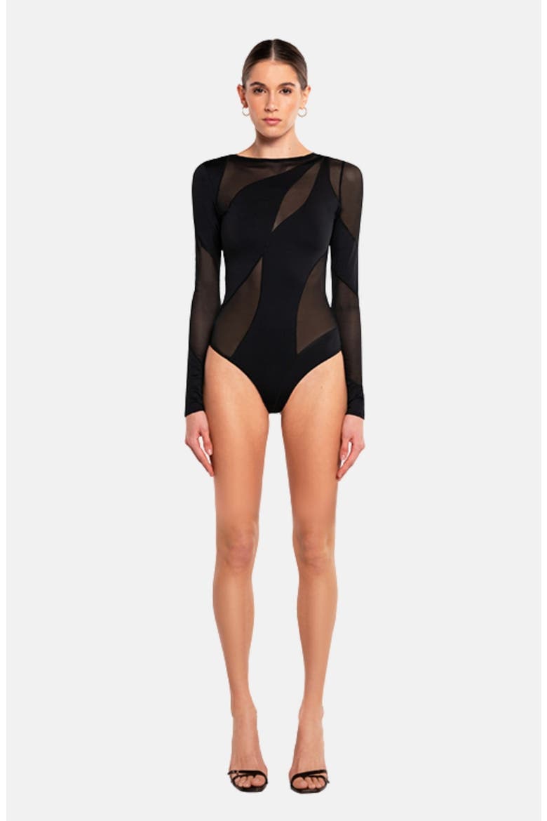 Spiral Bodysuit, Main, color, Black