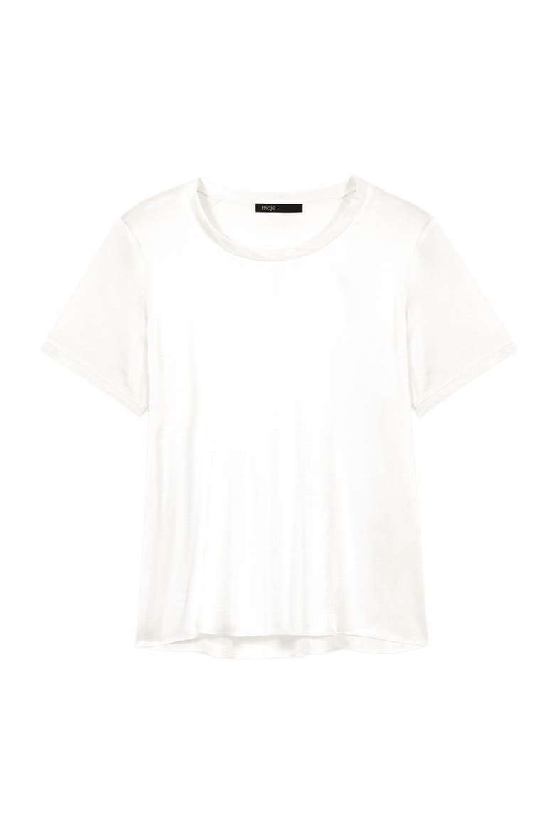 Short-sleeved silk top, Alternate, color, White