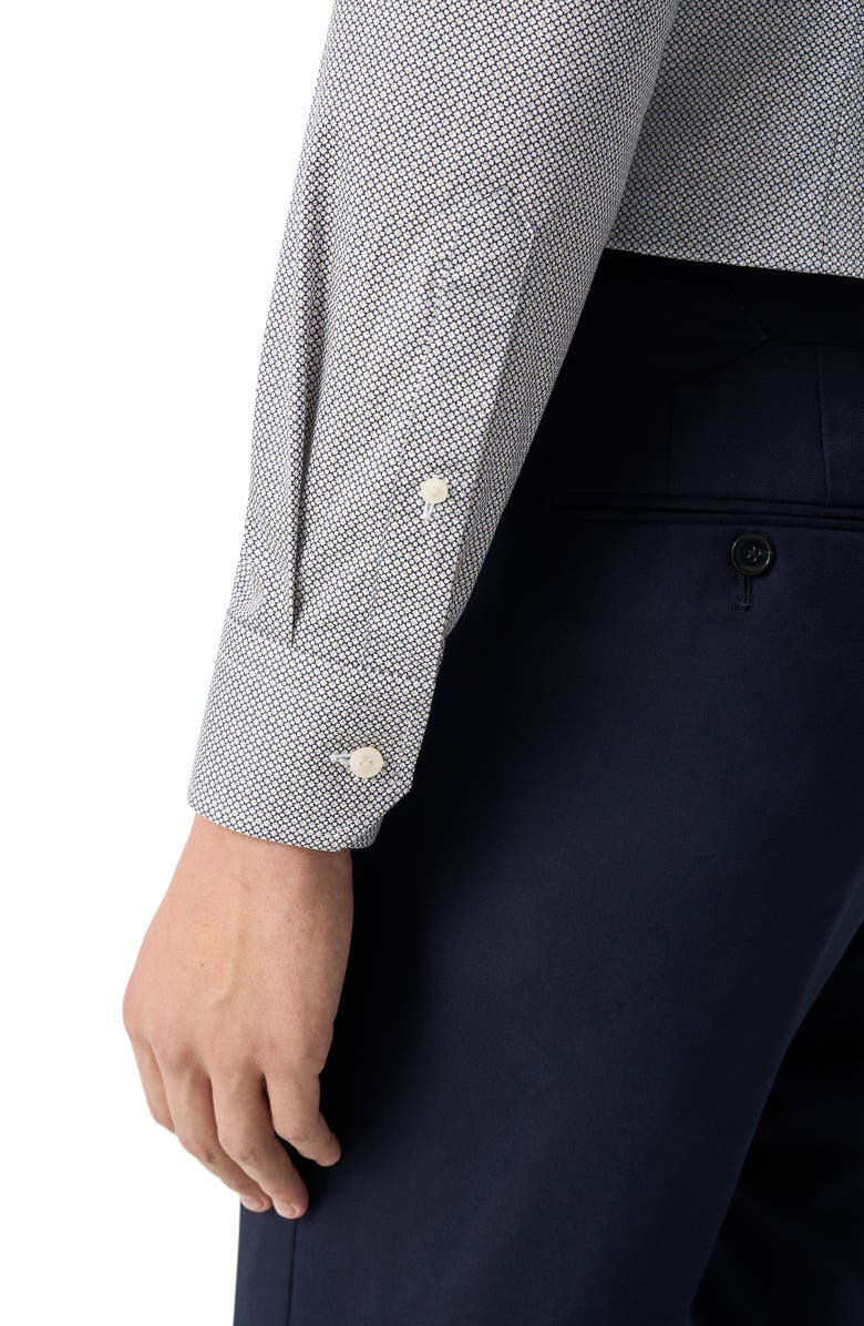 Eton Regular Fit Microprint Signature Cotton Twill Dress Shirt, Alternate, color, Navy