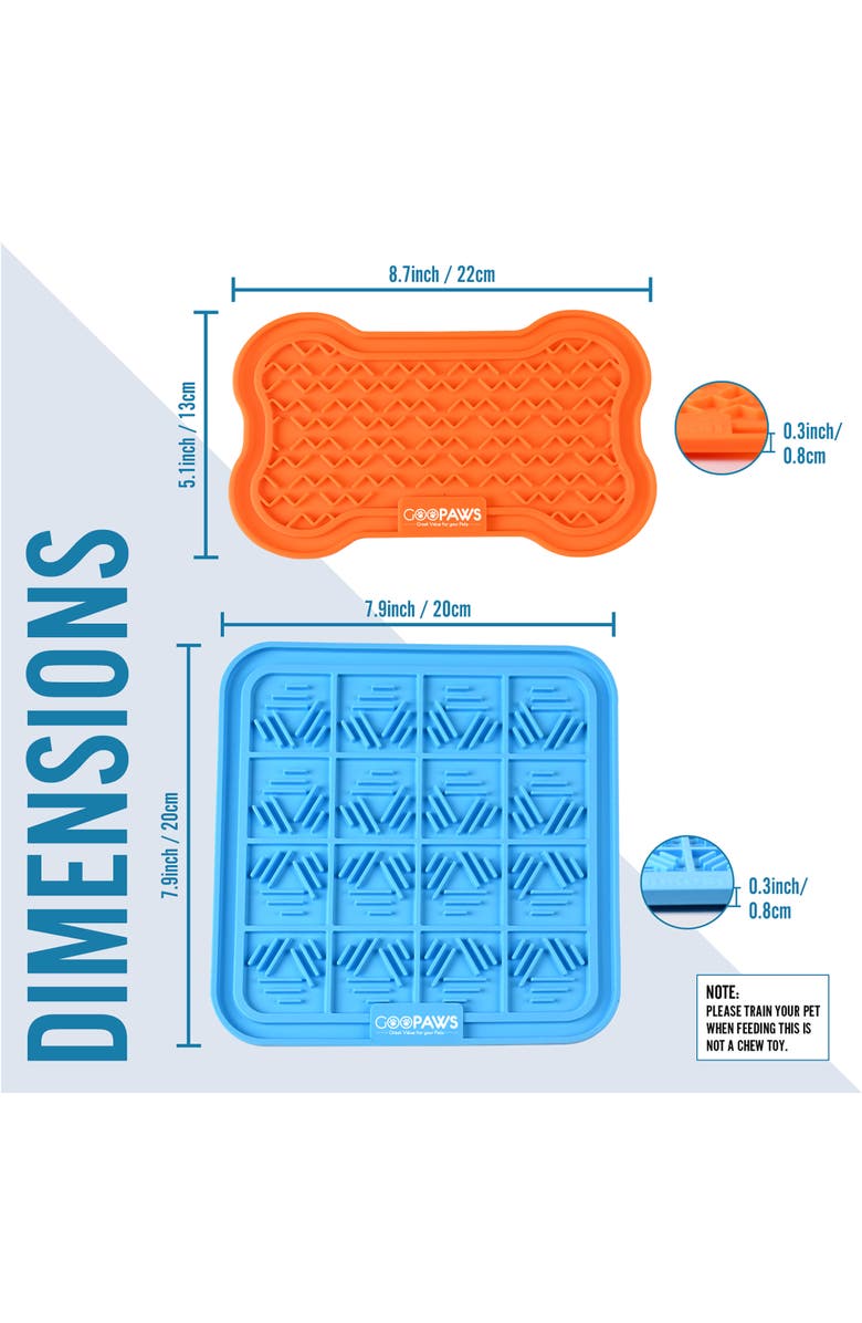 GOOPAWS Licking Mat 2Pack Orange & Blue, Slow Feeder Pads For Dogs & Cats, Alternate, color, Multicolored