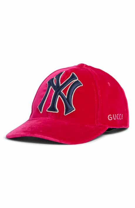 Gucci x MLB New York Yankees Velvet Baseball Cap