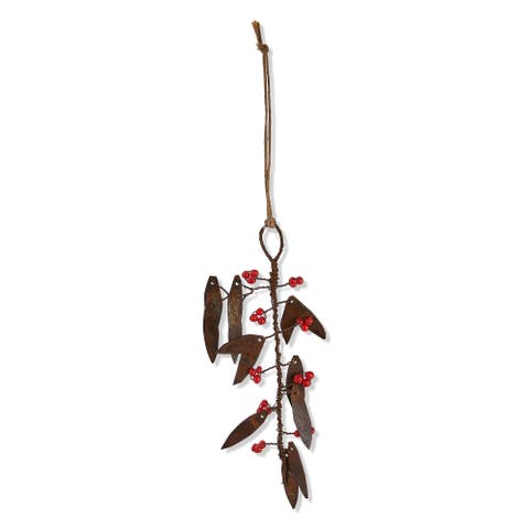 Weathered Willow Leaves and Berries Tree Ornaments Multicolor