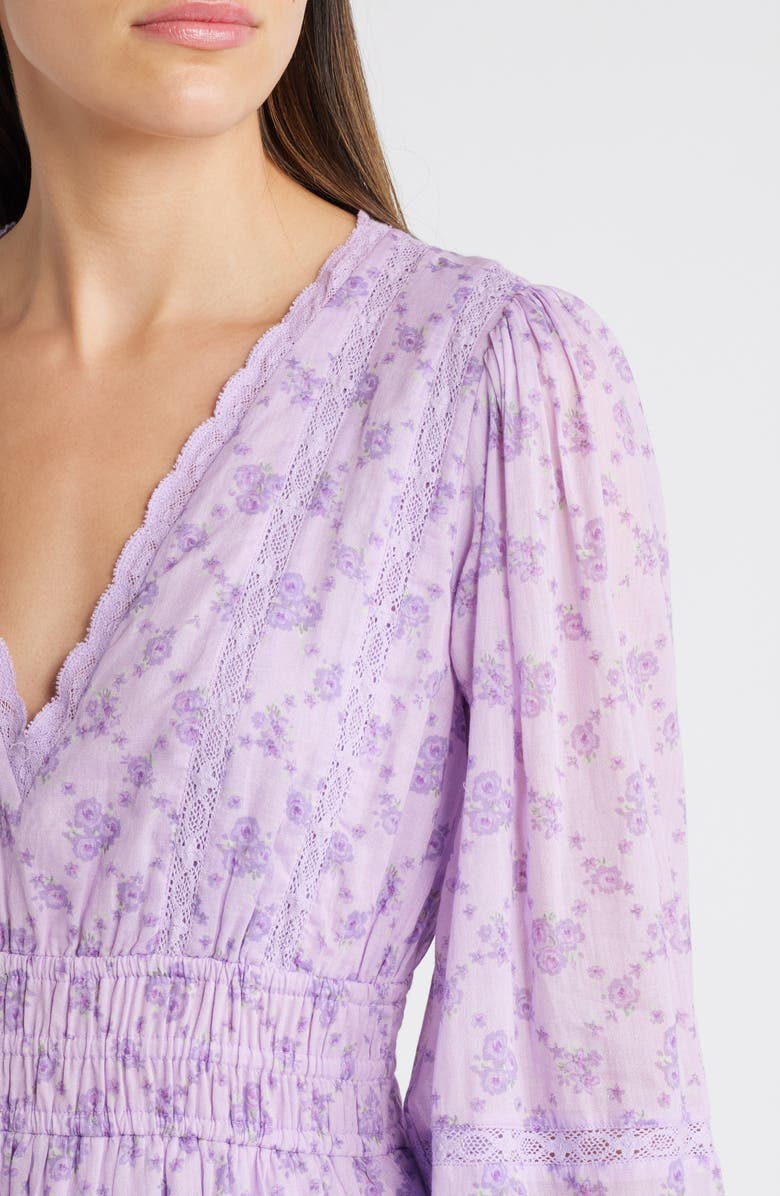 LoveShackFancy Rosamina Long Sleeve Cotton Minidress, Alternate, color,