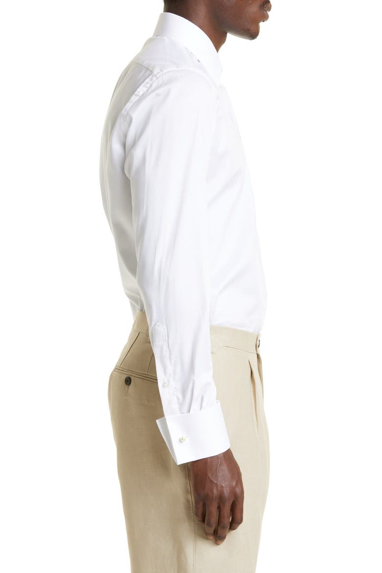 Cotton & Lyocell Dress Shirt, Alternate, color, WHITE