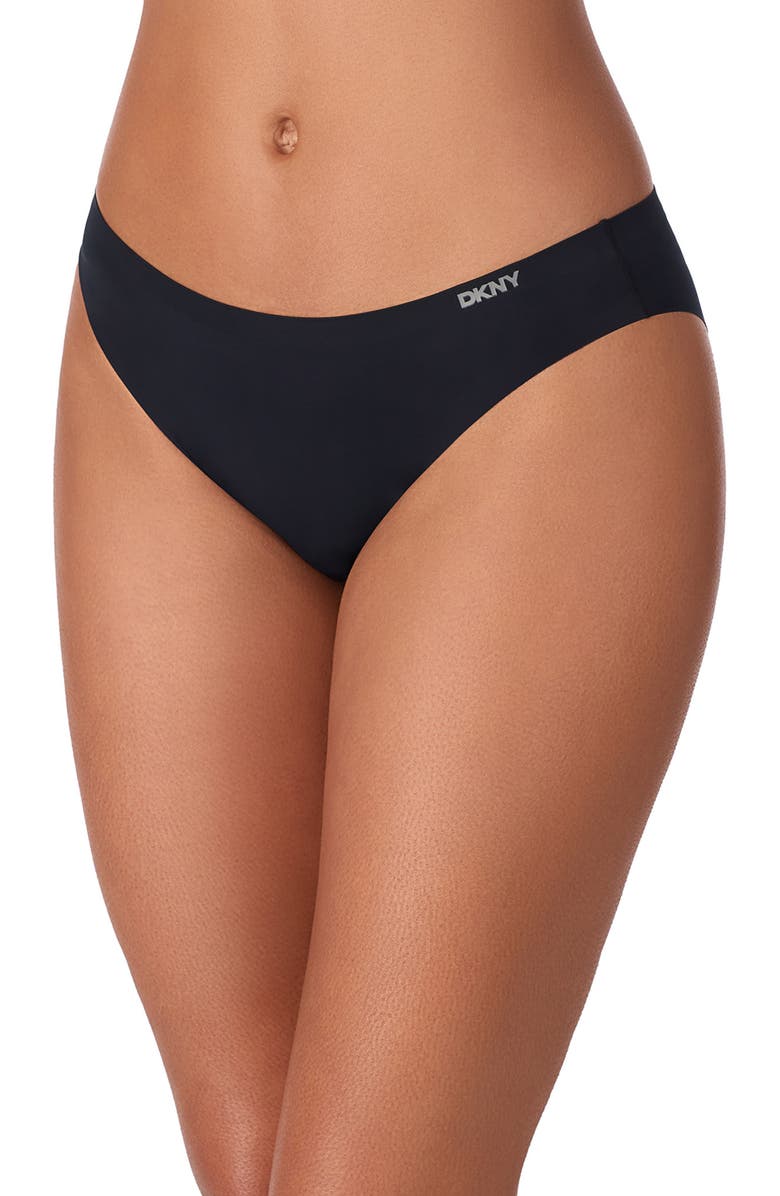 DKNY 3-Pack Laser Cut Bikini, Alternate, color, Black/ Sand/ Pink