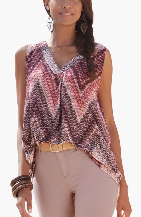 Printed V-Neck Tank Top
