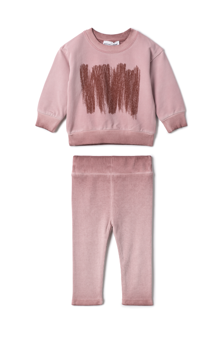 Charlotte & George Painted Print 2 Piece Top and Pants Set, Main, color, Rose