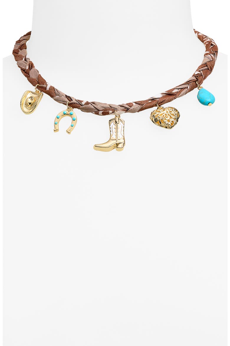 Bandana Charm Necklace, Alternate, color, BROWN