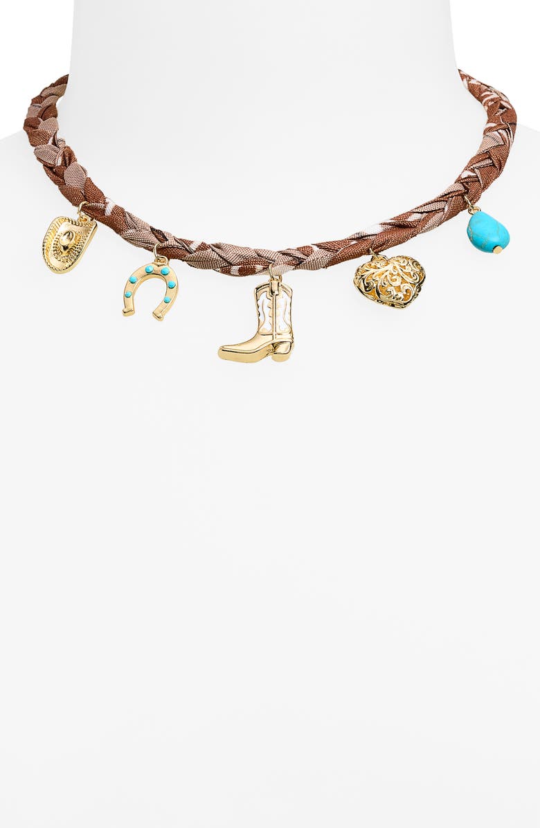 BP. Bandana Charm Necklace, Alternate, color, Brown