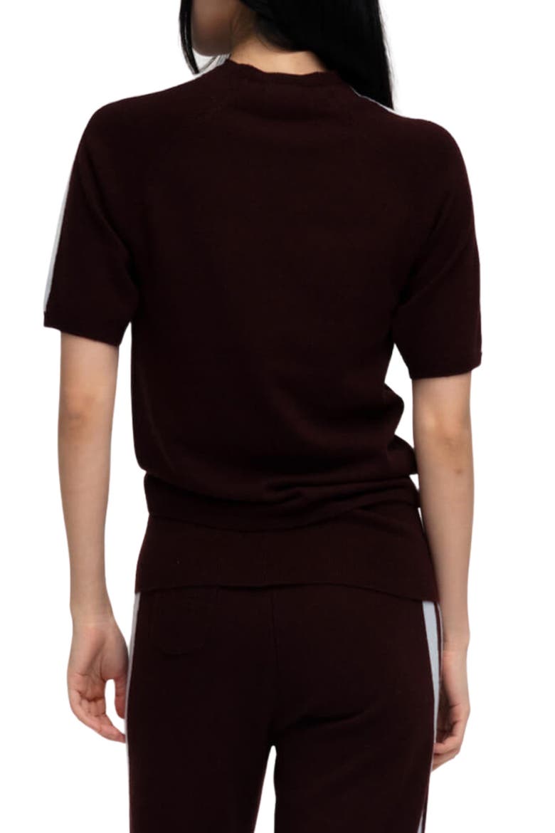 Wool & Cashmere Raglan Short Sleeve Top, Alternate, color, ESPRESSO AND PWDR BLUE