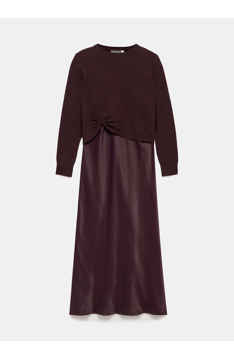 MINT VELVET Sweater Layered Slip Dress, Alternate, color, Burgundy