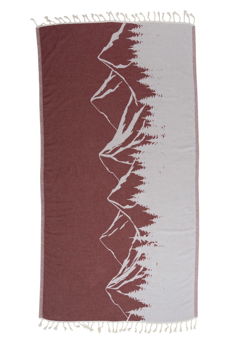 Mountain 100% Cotton Reversible Turkish Towel, Alternate, color, Burgundy