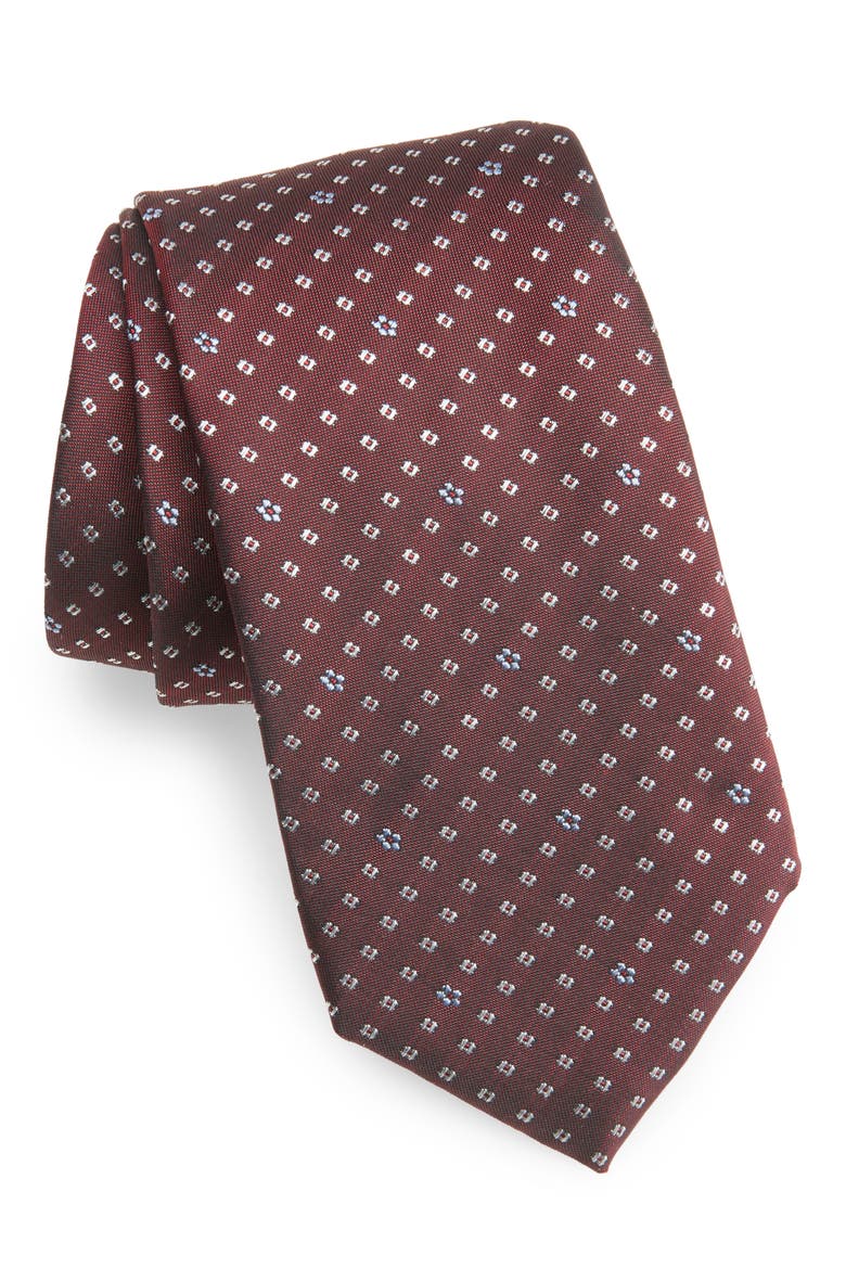Floral Silk Jacquard Tie, Main, color, BRIGHT RED