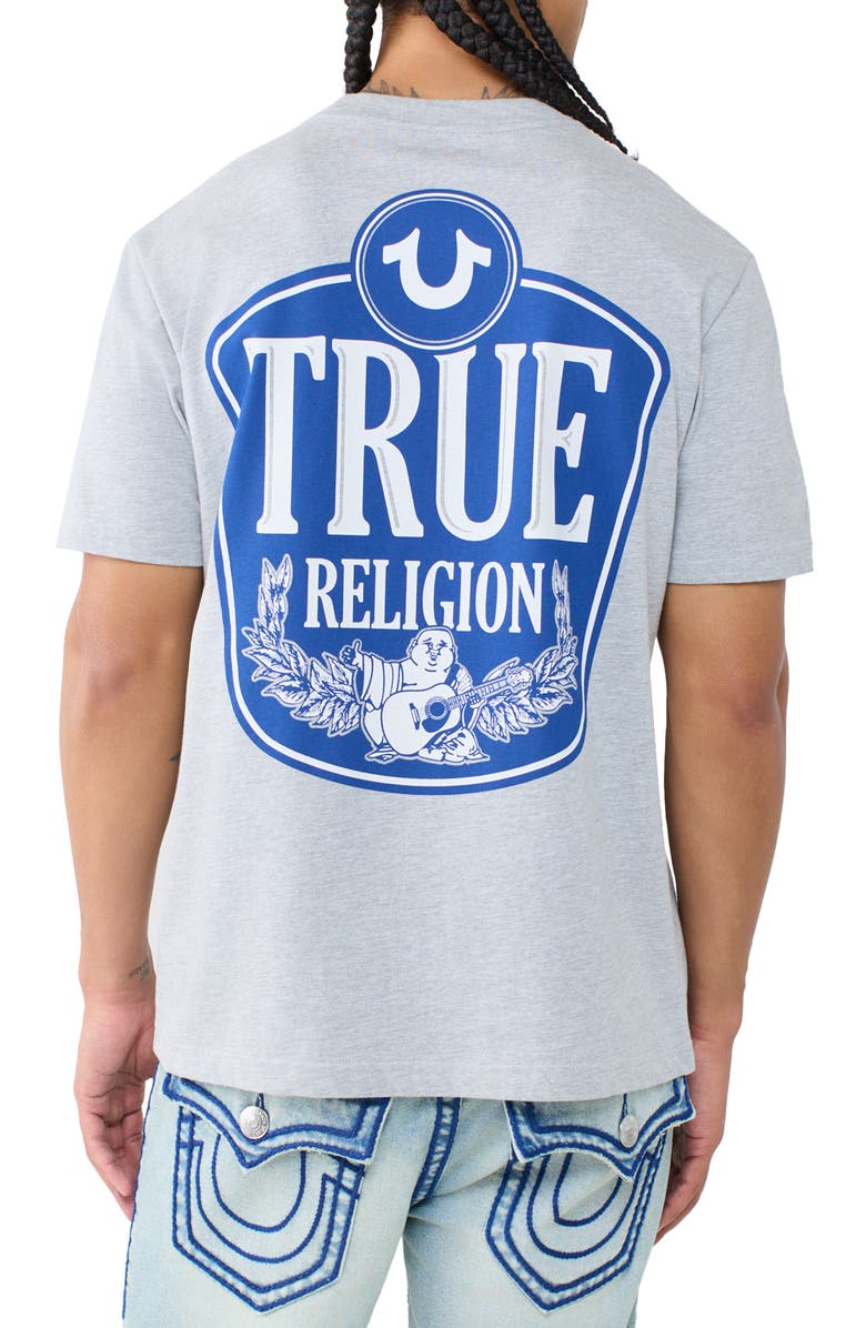 True Religion Buddha Shield Cotton Graphic T-Shirt, Alternate, color, Heather Grey