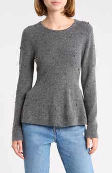 Pearly Embellished Peplum Sweater