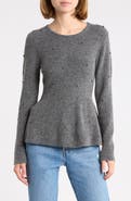 Madden Girl Pearly Embellished Peplum Sweater