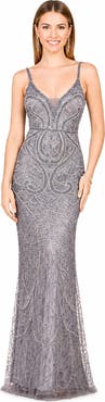 LARA New York Beaded Faux-Wrap V-Neck Bridal Gown