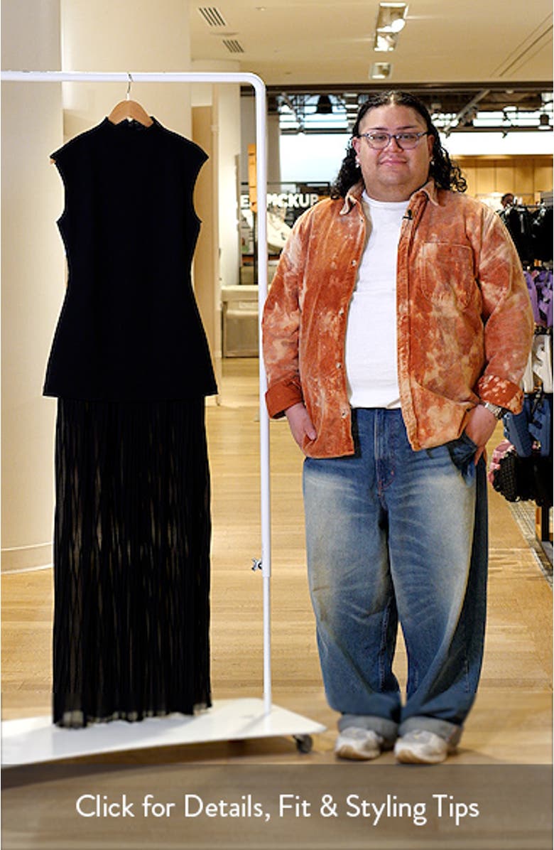 Funnel Neck Mixed Media Maxi Dress, sales video thumbnail