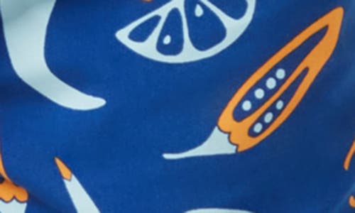 Tom & Teddy Kids' Chili Print Performance Swim Trunks In Blue Orange