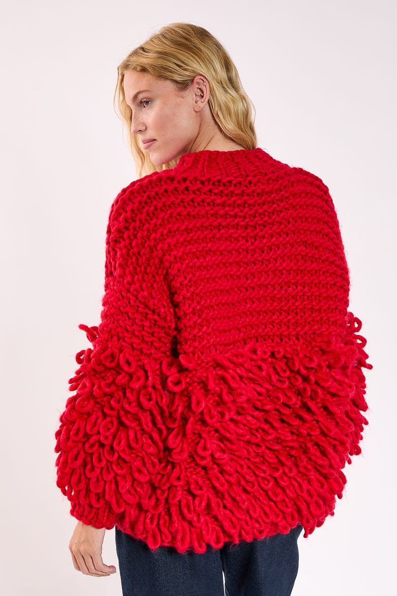 Loopy Quarter Zip Sweater, Alternate, color, Red
