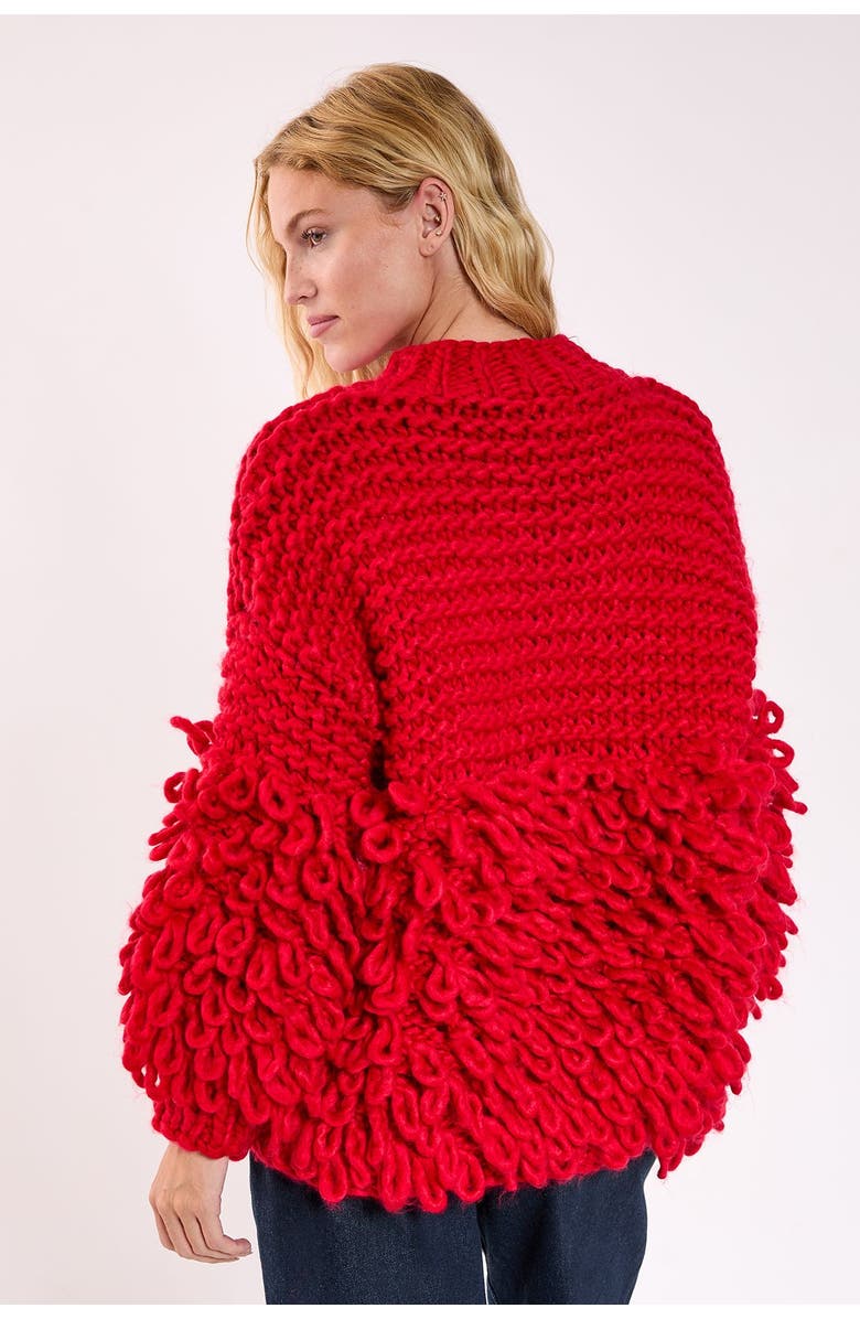 NASTY GAL Loopy Quarter Zip Sweater, Alternate, color, Red