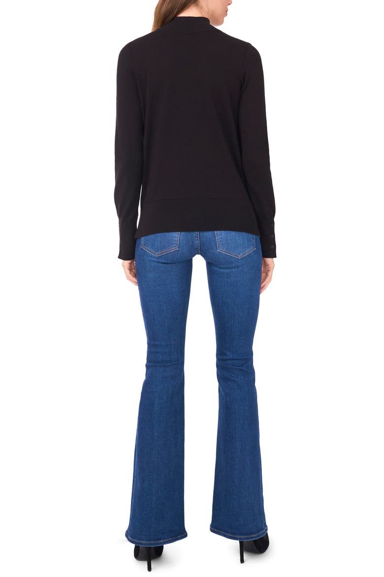 Button Cuff Turtleneck Sweater, Alternate, color, RICH BLACK