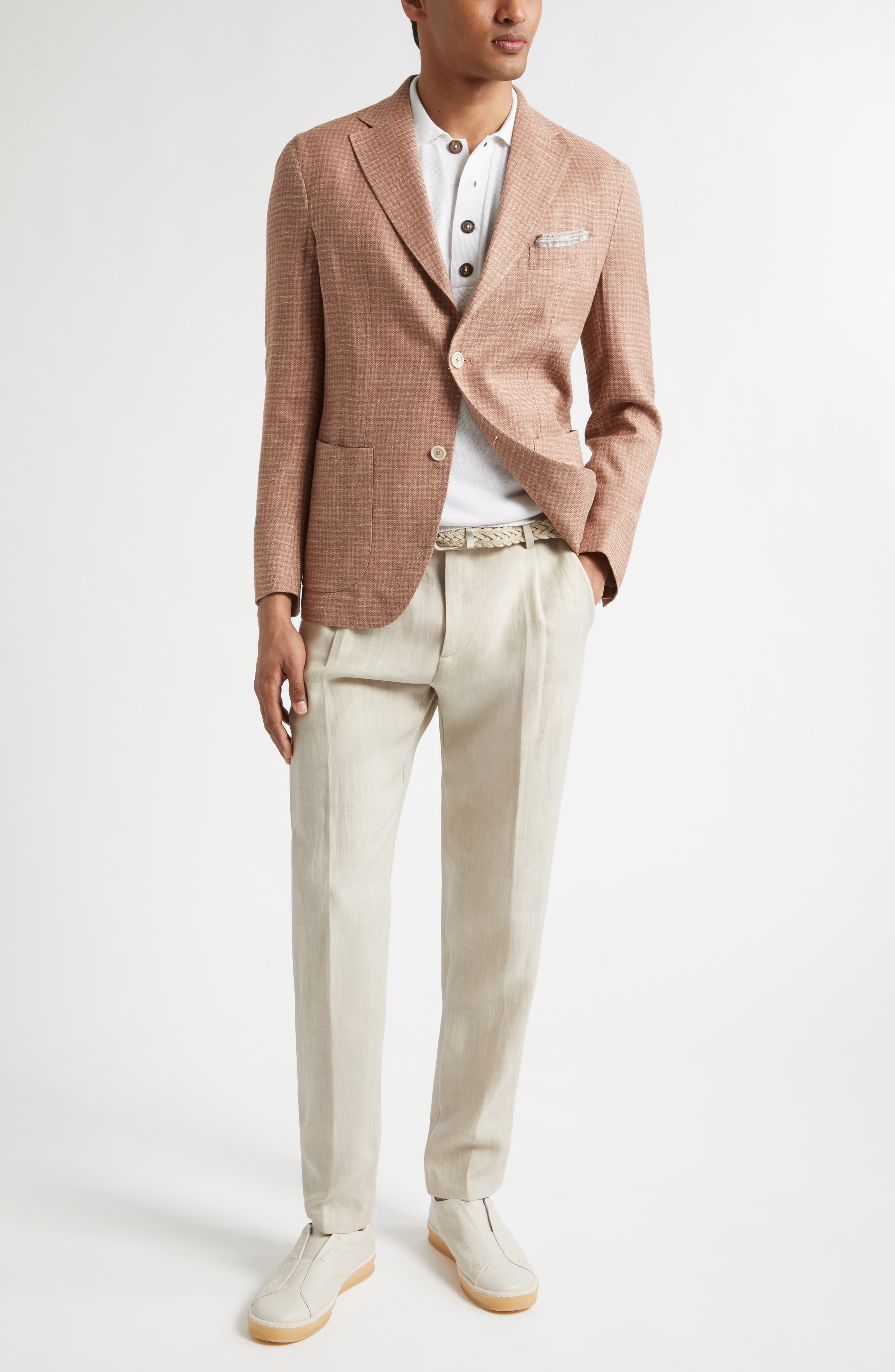 Check Linen & Wool Blend Sport Coat - image 4